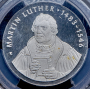 20 марок 1983 "500 лет со дня рождения Мартина Лютера" (ГДР) (в слабе)