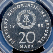 20 марок 1983 "500 лет со дня рождения Мартина Лютера" (ГДР) (в слабе)