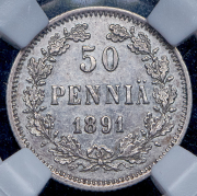 50 пенни 1891 (Финляндия) (в слабе) L