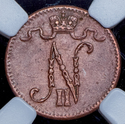 Набор из 2 медных монет 1 пенни 1916-1920 (Финляндия) (в слабах)