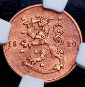 Набор из 2 медных монет 1 пенни 1916-1920 (Финляндия) (в слабах)