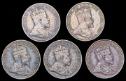 Набор из 5 сер. монет 5 центов 1902-1910 (Канада)