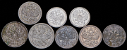 Набор из 9 сер. монет 1859-1902