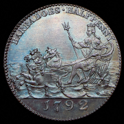 1/2 пенни 1792  Рестрайк (Барбадос) (в слабе)