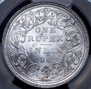 1 рупия 1862 (Британская Ост-Индская Компания)  (в слабе)