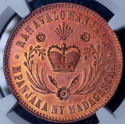 10 сантимов 1883 (Мадагаскар) (в слабе)