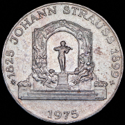 100 шиллингов 1975 "150 лет со дня рождения Иоганна Штрауса" (Австрия)