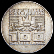 100 шиллингов 1975 "20 лет декларации о независимости Австрии" (Австрия)