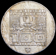 100 шиллингов 1976 "XII зимние Олимпийские Игры в Инсбруке" (Австрия)