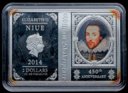 2 доллара 2014 "Уильям Шекспир" (Ниуэ)