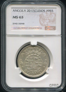 20 эскудо 1955 (Ангола) (в слабе)