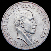 25 шиллингов 1959 "100 лет со дня смерти Иоганна Баптиста Австрийского" (Австрия)