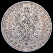 5 марок 1874 (Бавария) D
