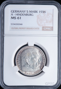 5 марок 1936 (Германия) (в слабе)