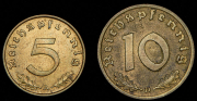 Набор из 2 монет 5, 10 пфеннигов 1939 (Германия)