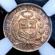 1/2 динеро 1897 (Перу) (в слабе)