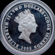 2 доллара 2005 "Медосос-колокольчик" (Острова Кука)