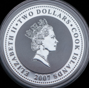 2 доллара 2007 "60 лет автомату Калашникова" (Острова Кука)