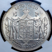 2 кроны 1930 "60 лет со дня рождения Короля Кристиана X" (Дания) (в слабе)