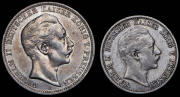 Набор из 2 сер. монет 2, 3 марки 1904, 1909 (Пруссия)