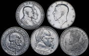 Набор из 5 сер. памятных монет 2 кроны 1897-1938 (Швеция)