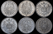Набор из 6 сер. монет 1 марка 1875-1915 (Германия)