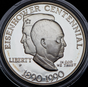 1 доллар 1990 "100 лет со дня рождения Эйзенхауэра" (США) P