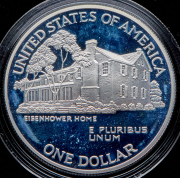 1 доллар 1990 "100 лет со дня рождения Эйзенхауэра" (США)