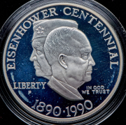1 доллар 1990 "100 лет со дня рождения Эйзенхауэра" (США)