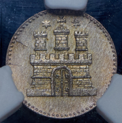 1 дрейлинг 1855 (Гамбург) (в слабе) без букв