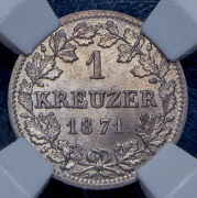 1 крейцер 1871 (Бавария) (в слабе)