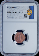 1 пфенниг 1911 (Германия) (в слабе)