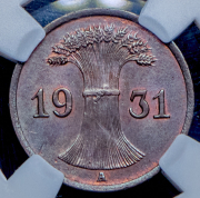 1 пфенниг 1931 (Германия) (в слабе) А