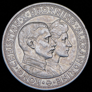 2 кроны 1923 "Серебряная свадьба Кристиана Х и Александры" (Дания)