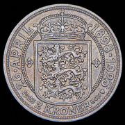 2 кроны 1923 "Серебряная свадьба Кристиана Х и Александры" (Дания)