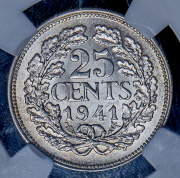 25 центов 1941 (Нидерланды) (в слабе)
