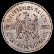 3 марки 1932 "100-летие смерти Гёте" (Германия) А