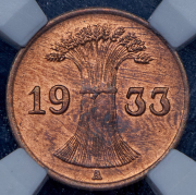 1 пфенниг 1933 (Германия) (в слабе) А