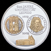 10 евро 2009 "600 лет университету в Лейпциге" (Германия) А