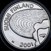 100 марок 2001 "125 лет со дня рождения Айно Акте" (Финляндия)