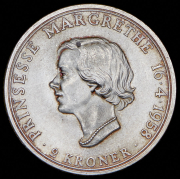 2 кроны 1958 "18-летие принцессы Маргреты" (Дания)