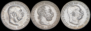 Набор из 3 сер. монет 1 крона 1893-1916 (Австрия)
