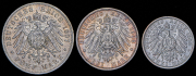 Набор из 3 сер. монет 2, 3 и 5 марок 1905-1908 (Пруссия)
