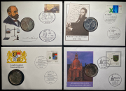 Набор из 4 сер. монет 10 марок 1989-1995 (Германия) (в п/у)