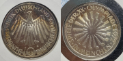 Набор из 6 сер  монет 10 марок 1972 "Олимпиада" (Германия) (в п/у)