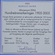 100 крон 2004 "100 лет Независимости" (Норвегия) (в п/у)