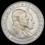 2 кроны 1907 "50 лет свадьбе Короля Оскара II и Леди Софии" (Швеция)