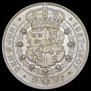 2 кроны 1907 "50 лет свадьбе Короля Оскара II и Леди Софии" (Швеция)