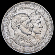 2 кроны 1923 "Серебряная свадьба Кристиана Х и Александры" (Дания)