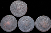 Набор из 10 медных монет 5 копеек 1763-1790